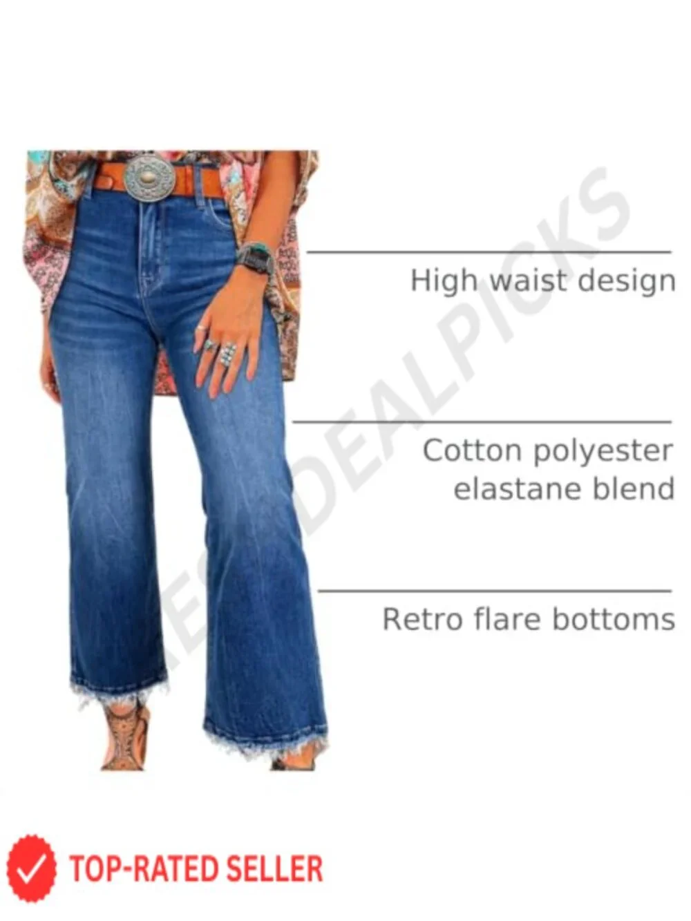 High Waisted Stretchy Flared Jeans Trendy Mineral Wash Raw Hem